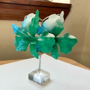 Orchid Statement Earrings - Blue & Green